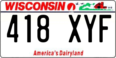 WI license plate 418XYF