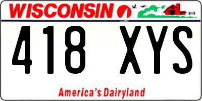 WI license plate 418XYS