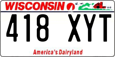 WI license plate 418XYT