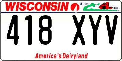 WI license plate 418XYV
