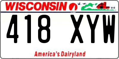 WI license plate 418XYW