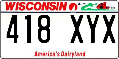 WI license plate 418XYX