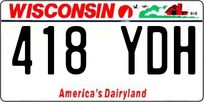 WI license plate 418YDH