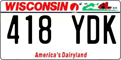 WI license plate 418YDK