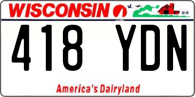 WI license plate 418YDN