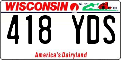 WI license plate 418YDS