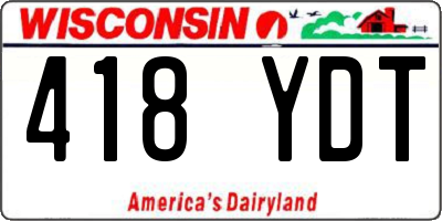 WI license plate 418YDT