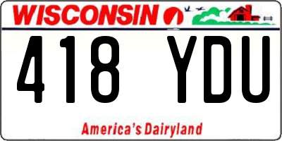 WI license plate 418YDU