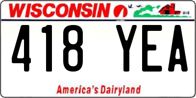 WI license plate 418YEA