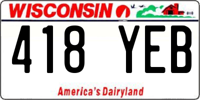WI license plate 418YEB