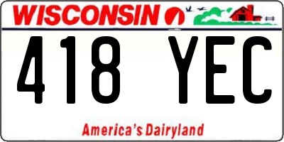 WI license plate 418YEC