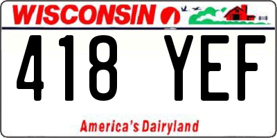 WI license plate 418YEF