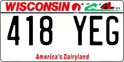 WI license plate 418YEG