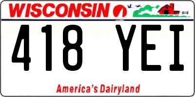 WI license plate 418YEI