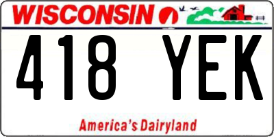 WI license plate 418YEK