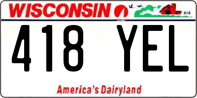 WI license plate 418YEL