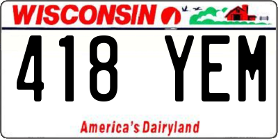 WI license plate 418YEM