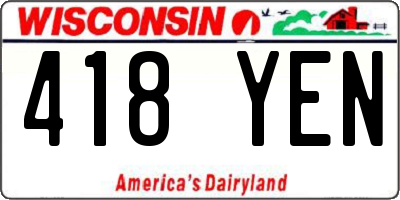 WI license plate 418YEN