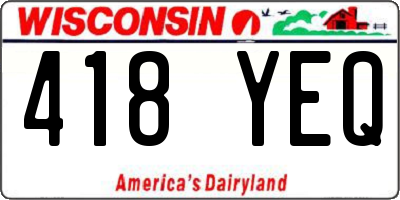 WI license plate 418YEQ