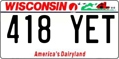 WI license plate 418YET