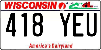 WI license plate 418YEU