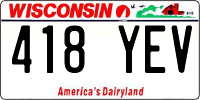 WI license plate 418YEV