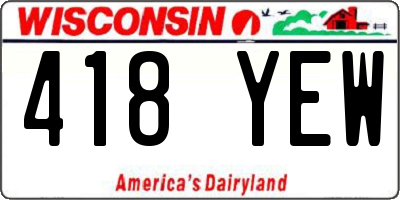 WI license plate 418YEW