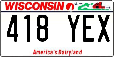 WI license plate 418YEX