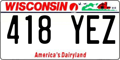 WI license plate 418YEZ