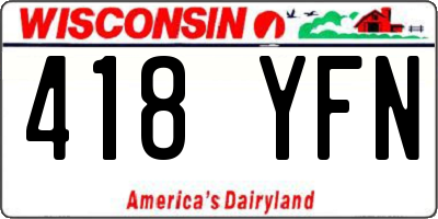 WI license plate 418YFN