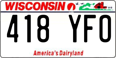 WI license plate 418YFO