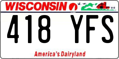 WI license plate 418YFS