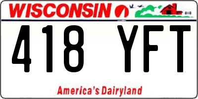WI license plate 418YFT