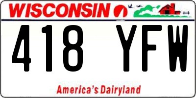 WI license plate 418YFW