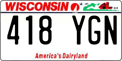 WI license plate 418YGN