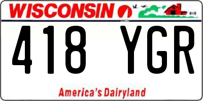 WI license plate 418YGR
