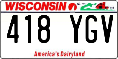 WI license plate 418YGV