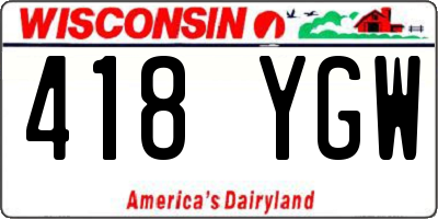 WI license plate 418YGW