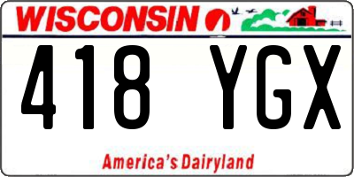 WI license plate 418YGX