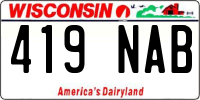 WI license plate 419NAB