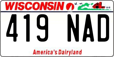 WI license plate 419NAD