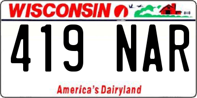 WI license plate 419NAR