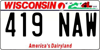 WI license plate 419NAW