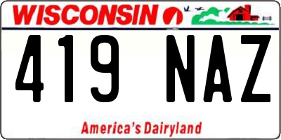 WI license plate 419NAZ
