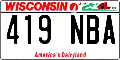 WI license plate 419NBA
