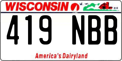 WI license plate 419NBB