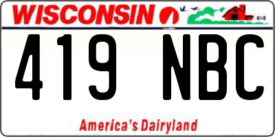 WI license plate 419NBC