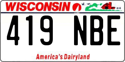WI license plate 419NBE