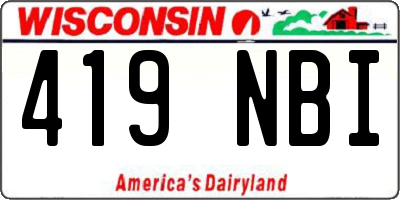 WI license plate 419NBI