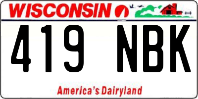 WI license plate 419NBK